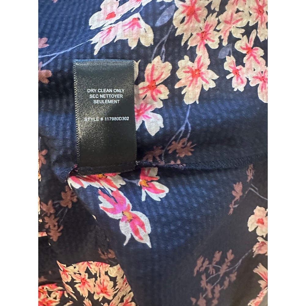 Rebecca Taylor 100% Silk Spring Blossom A-Line‎ Dress Sz 6 Navy V-Neck Florals - Picture 7 of 7